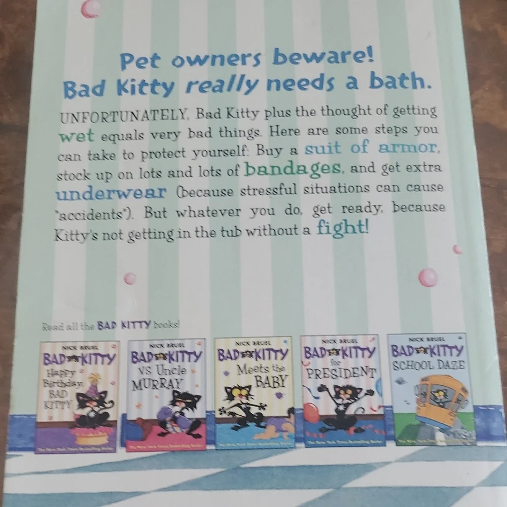 Scholastic Bad Kitty Gets a Bath - White, Black, Pink, Blue